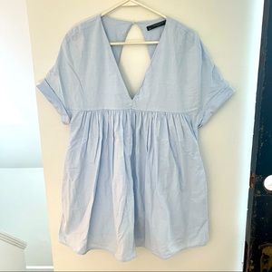 Zara Light Blue V-Neck Romper